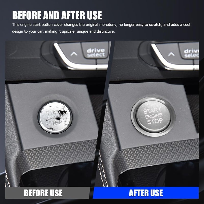 Lyxheth Car Push Start Button Cover, Engine Start Cover, Cool Aluminum Engines Starts Buttons Covers with Metal Ring for Cars Decorations, Car Engine Start Button Decal Accessory for Audi A4 (Silver) - Image 4